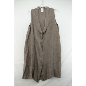 Match Point Mesh Linen Duster Long Cardigan Open Front Sleeveless Small USA